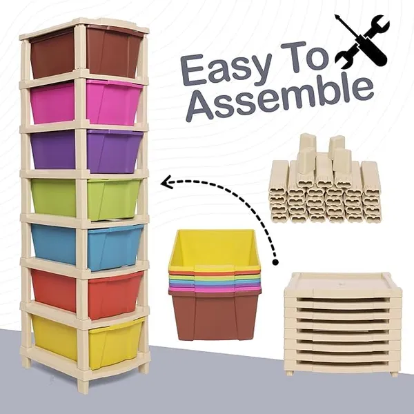 Modular_Drawer_Storage_Organizer/Plastic_Chest_Of_Drawers_For_Kitchen_Storage_Cabinet/Multi_Layer_Storage_Drawer_(Multi_Color,_7_Layer)
