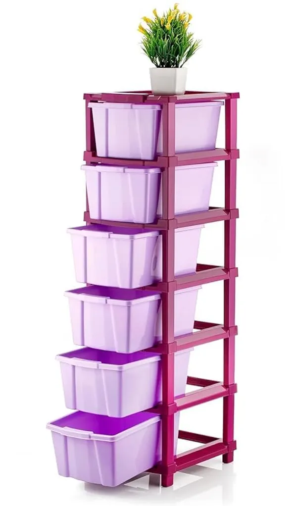 Modular_Drawer_Storage_Organizer/Plastic_Chest_Of_Drawers_For_Kitchen_Storage_Cabinet/Multi_Layer_Storage_Drawer_(Magenta_Color,_6_Layer)