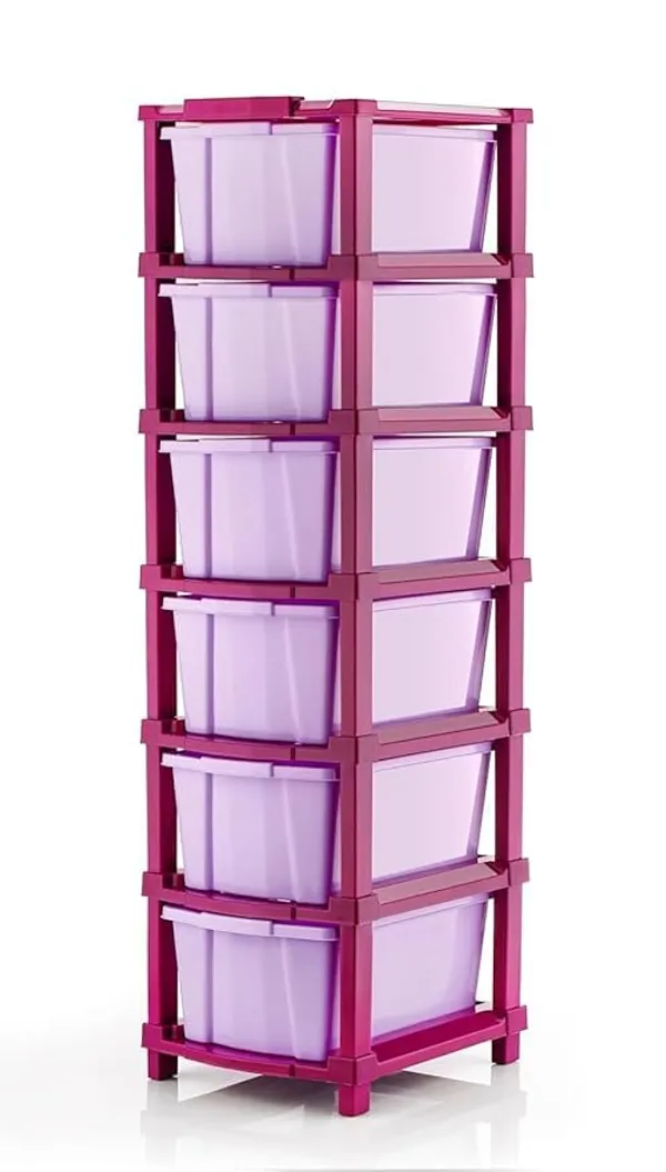 Modular_Drawer_Storage_Organizer/Plastic_Chest_Of_Drawers_For_Kitchen_Storage_Cabinet/Multi_Layer_Storage_Drawer_(Magenta_Color,_6_Layer)