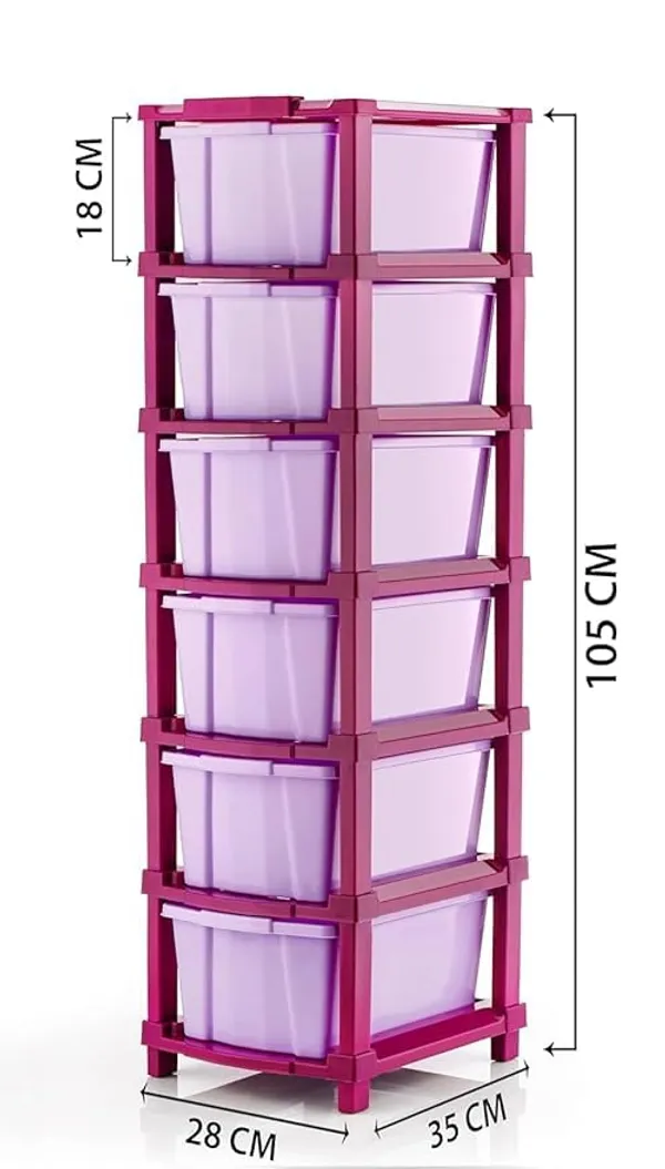 Modular_Drawer_Storage_Organizer/Plastic_Chest_Of_Drawers_For_Kitchen_Storage_Cabinet/Multi_Layer_Storage_Drawer_(Magenta_Color,_6_Layer)
