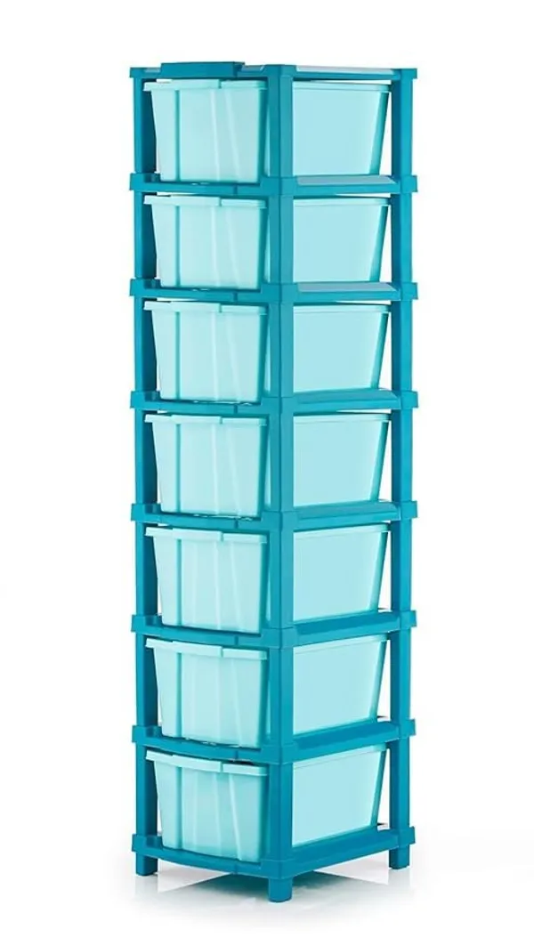 Modular_Drawer_Storage_Organizer/Plastic_Chest_Of_Drawers_For_Kitchen_Storage_Cabinet/Multi_Layer_Storage_Drawer_(Sky_Blue_Color,_7_Layer)