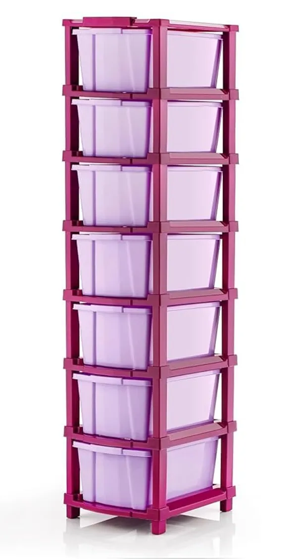 Modular_Drawer_Storage_Organizer/Plastic_Chest_Of_Drawers_For_Kitchen_Storage_Cabinet/Multi_Layer_Storage_Drawer_(Magenta_Color,_7_Layer)