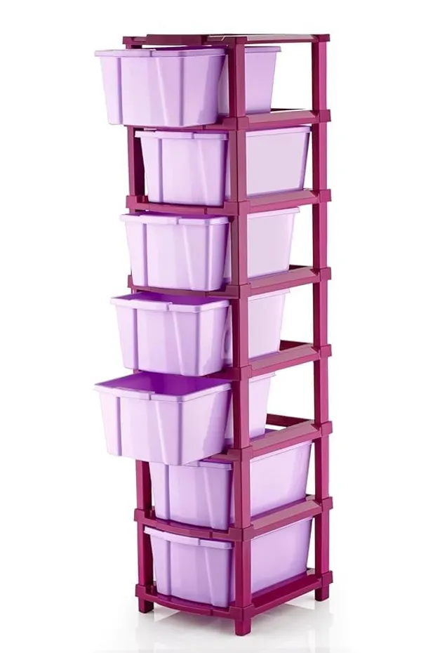 Modular_Drawer_Storage_Organizer/Plastic_Chest_Of_Drawers_For_Kitchen_Storage_Cabinet/Multi_Layer_Storage_Drawer_(Magenta_Color,_7_Layer)