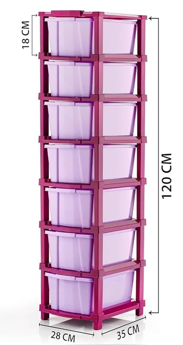 Modular_Drawer_Storage_Organizer/Plastic_Chest_Of_Drawers_For_Kitchen_Storage_Cabinet/Multi_Layer_Storage_Drawer_(Magenta_Color,_7_Layer)