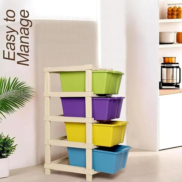 Modular_Drawer_Storage_Organizer/Plastic_Chest_Of_Drawers_For_Kitchen_Storage_Cabinet/Multi_Layer_Storage_Drawer_(Multi_Color,_4_Layer)