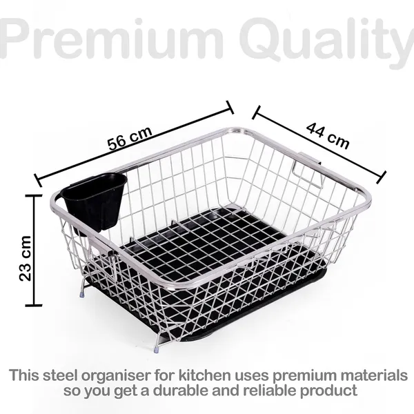 Basket_Drainer_And_Dish_Drainer_Basket_For_Kitchen/Utensil_Stand_For_Kitchen/Dish_Drying_Rack_With_Drainer/Bartan_Stand/Dish_Rack_(Big_Stainless_Steel)