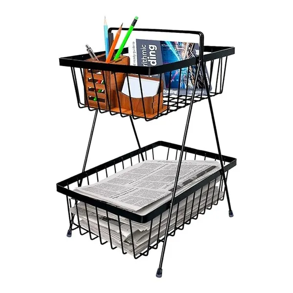 2_Tier_Metal_Square_Kitchen_Rack_Stand_Organiser_Countertop_Organizer_Kitchen_Bathroom_Spice,_Oil,_Masala,_Cosmetic_And_Bathroom_Vanity_Storage_Rack_Shelf_(Black,_Fruit_Basket)