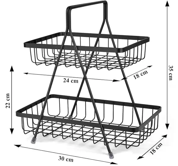 2_Tier_Metal_Square_Kitchen_Rack_Stand_Organiser_Countertop_Organizer_Kitchen_Bathroom_Spice,_Oil,_Masala,_Cosmetic_And_Bathroom_Vanity_Storage_Rack_Shelf_(Black,_Fruit_Basket)