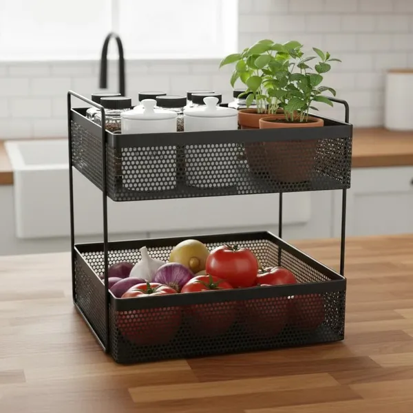 2_Tier_Metal_Square_Kitchen_Rack_Stand_Organiser_Countertop_Organizer_Kitchen_Bathroom_Spice,_Oil,_Masala,_Cosmetic_And_Bathroom_Vanity_Storage_Rack_Shelf_(Black,_Storage_Cart)