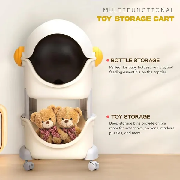 Kids_Robot_Style_Toy_Storage_Organizer_With_Wheels_Multi_Layer_Cartoon_Robot_Design_Storage_Box_Plastic_Toy_Bin_For_Kids_Room_Space_Saving_(White_Grey,_2_Layer)