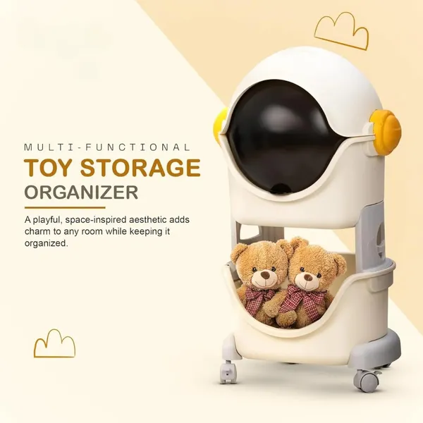 Kids_Robot_Style_Toy_Storage_Organizer_With_Wheels_Multi_Layer_Cartoon_Robot_Design_Storage_Box_Plastic_Toy_Bin_For_Kids_Room_Space_Saving_(White_Grey,_2_Layer)