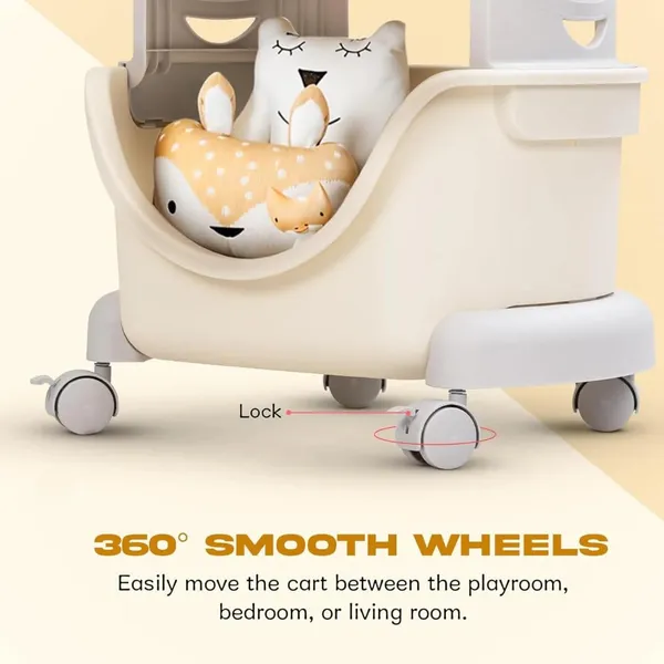 Kids_Robot_Style_Toy_Storage_Organizer_With_Wheels_Multi_Layer_Cartoon_Robot_Design_Storage_Box_Plastic_Toy_Bin_For_Kids_Room_Space_Saving_(White_Grey,_2_Layer)