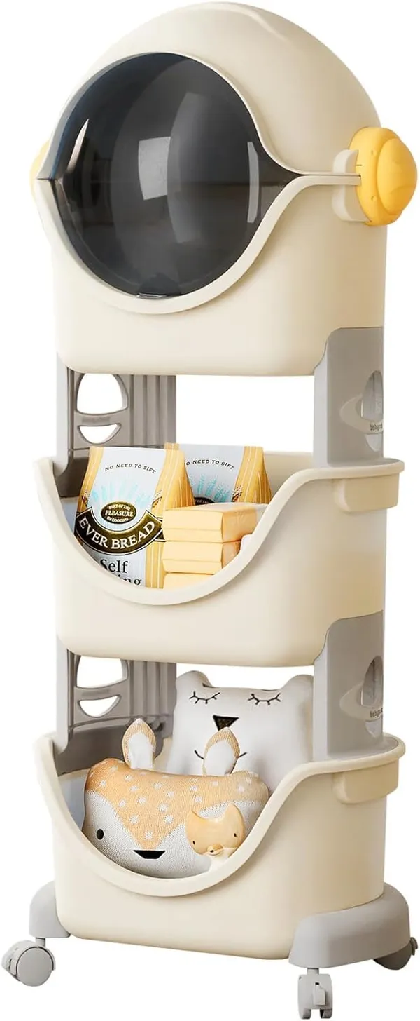 Kids_Robot_Style_Toy_Storage_Organizer_With_Wheels_Multi_Layer_Cartoon_Robot_Design_Storage_Box_Plastic_Toy_Bin_For_Kids_Room_Space_Saving_(White_Grey,_3_Layer)
