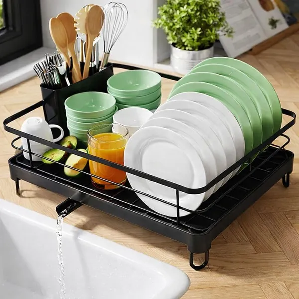 Utensils_Drying_Rack/Dish_Drying_Rack_With_Drainer_Tray/Bartan_Stand_Steel/Kitchen_Drying_Racks/Utensils_Stand_And_Dish_Drainer_Rack_(Black)