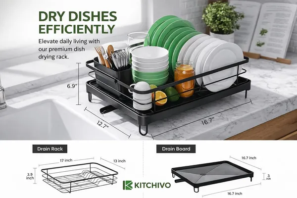 Utensils_Drying_Rack/Dish_Drying_Rack_With_Drainer_Tray/Bartan_Stand_Steel/Kitchen_Drying_Racks/Utensils_Stand_And_Dish_Drainer_Rack_(Black)
