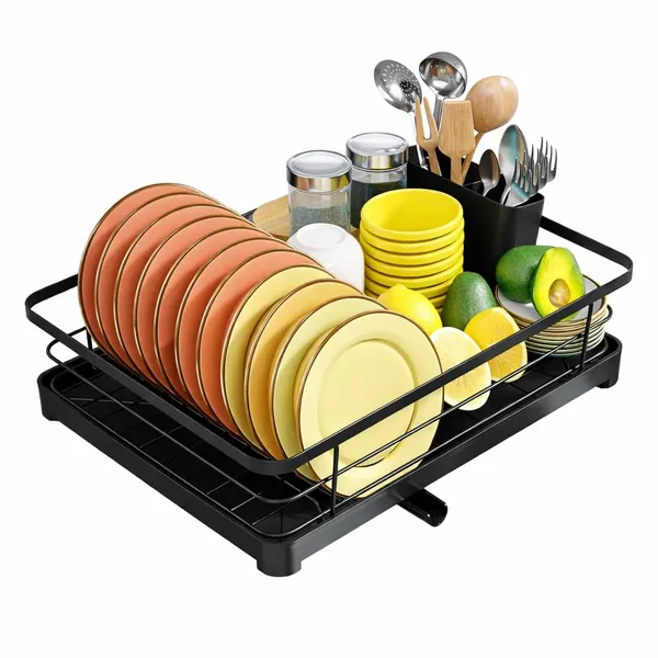 Utensils_Drying_Rack/Dish_Drying_Rack_With_Drainer_Tray/Bartan_Stand_Steel/Kitchen_Drying_Racks/Utensils_Stand_And_Dish_Drainer_Rack_(Black)