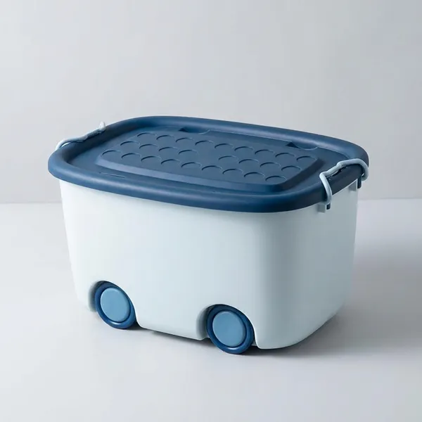 Rolling_Storage_Container_Box_25_Litre_Large_With_Wheels,_Kids_Toy_And_Clothes_Organizer_Bin_With_Lid,_Portable_Plastic_Storage_(Blue_And_White,_Pack_Of_1)