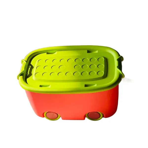 Rolling_Storage_Container_Box_25_Litre_Large_With_Wheels,_Kids_Toy_And_Clothes_Organizer_Bin_With_Lid,_Portable_Plastic_Storage_(Green_And_Pink,_Pack_Of_1)