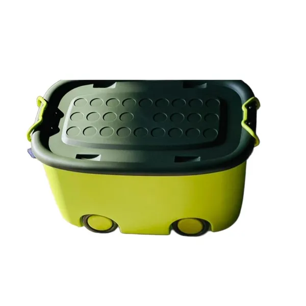 Dark_Green_&_Lime_Green_Rolling_Storage_Container_Box_25_Litre_Large_With_Wheels,_Kids_Toy_And_Clothes_Organizer_Bin_With_Lid,_Portable_Plastic_Storage