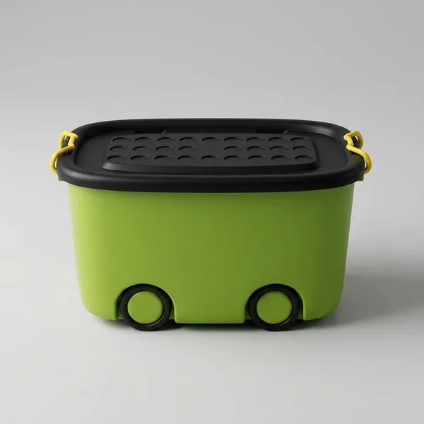 Dark_Green_&_Lime_Green_Rolling_Storage_Container_Box_25_Litre_Large_With_Wheels,_Kids_Toy_And_Clothes_Organizer_Bin_With_Lid,_Portable_Plastic_Storage