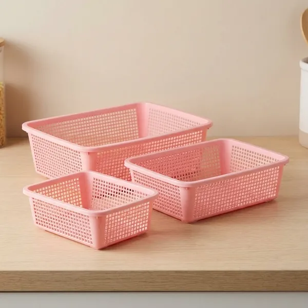 Pink_Set_Of_3_Plastic_Storage_Baskets_For_Kitchen_And_Home,_Multipurpose_Organizer_For_Fruits,_Vegetables,_Clothes,_Toys,_Books,_Office_And_Wardrobe