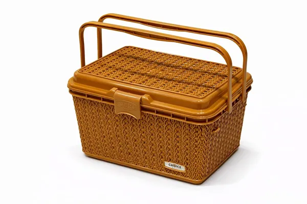 Golden_Brown_Compartment_Storage_Basket_With_Lid_And_Handle_Sturdy_Plastic_Multipurpose_Organizer_For_Kitchen,_Bathroom_And_Shopping