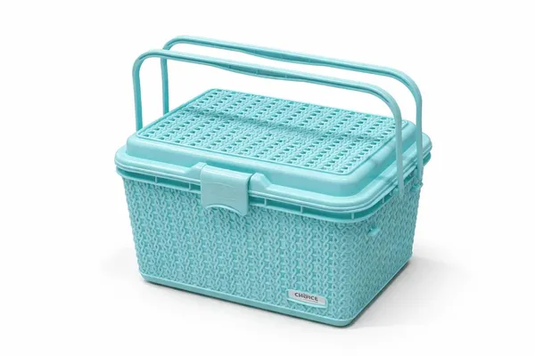 Light_Blue_Compartment_Storage_Basket_With_Lid_And_Handle_Sturdy_Plastic_Multipurpose_Organizer_For_Kitchen,_Bathroom_And_Shopping