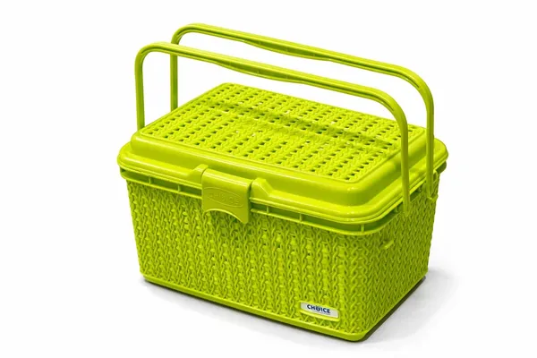 Neon_Green_Compartment_Storage_Basket_With_Lid_And_Handle_Sturdy_Plastic_Multipurpose_Organizer_For_Kitchen,_Bathroom_And_Shopping