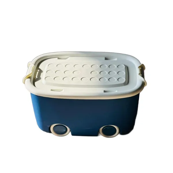 White_&_Blue_Rolling_Storage_Container_Box_25_Litre_Large_With_Wheels,_Kids_Toy_And_Clothes_Organizer_Bin_With_Lid,_Portable_Plastic_Storage
