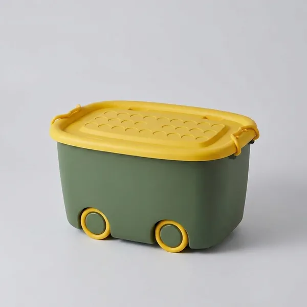 Yellow_&_Dark_Green_Rolling_Storage_Container_Box_25_Litre_Large_With_Wheels,_Kids_Toy_And_Clothes_Organizer_Bin_With_Lid,_Portable_Plastic_Storage