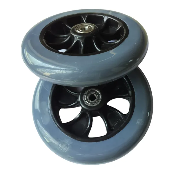 6_Inch_Front_Caster_Solid_PU_Wheel_Replacement_for_Wheelchairs,_Rollators_&_Walkers_|_With_Bearing_(Pack_of_2)