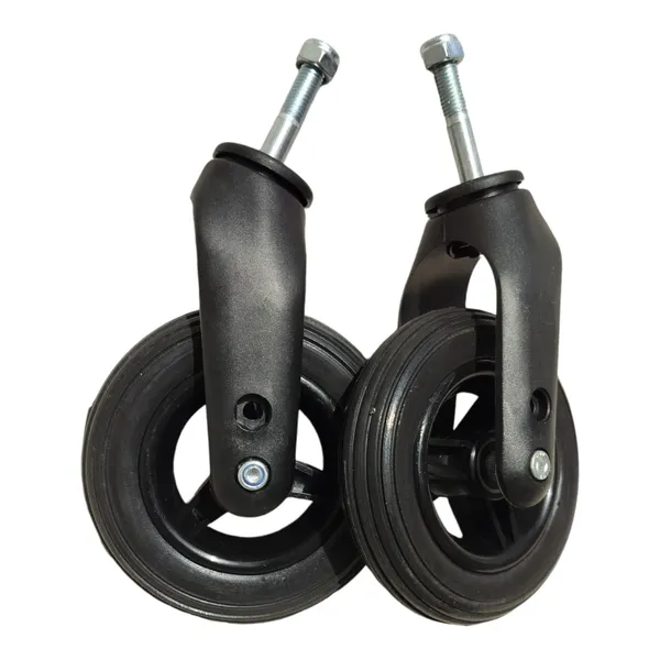 6_Inch_(150×30)_Wheelchair_Wheel_Complete_With_Fork_Bearing_&_Nut_Bolt_|_Height_Adjustable_|_Black_(Pack_of_2)