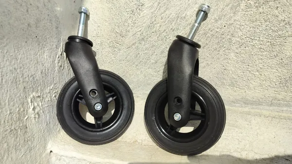 6_Inch_(150×30)_Wheelchair_Wheel_Complete_With_Fork_Bearing_&_Nut_Bolt_|_Height_Adjustable_|_Black_(Pack_of_2)