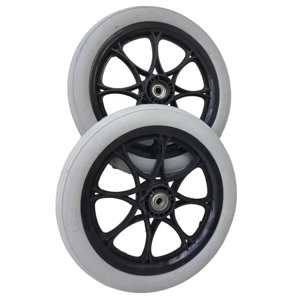 14_Inch_Rear_PU_Hub_PVC_Wheel_Replacement_for_Wheelchair_With_Bearing_Heavy_Duty_Puncture_Proof_Solid_Rubber_Tyre_Universal_Fit_Rear_Wheel_for_Manual_&_Folding_Wheelchairs_-_Grey_(Pack_of_2)