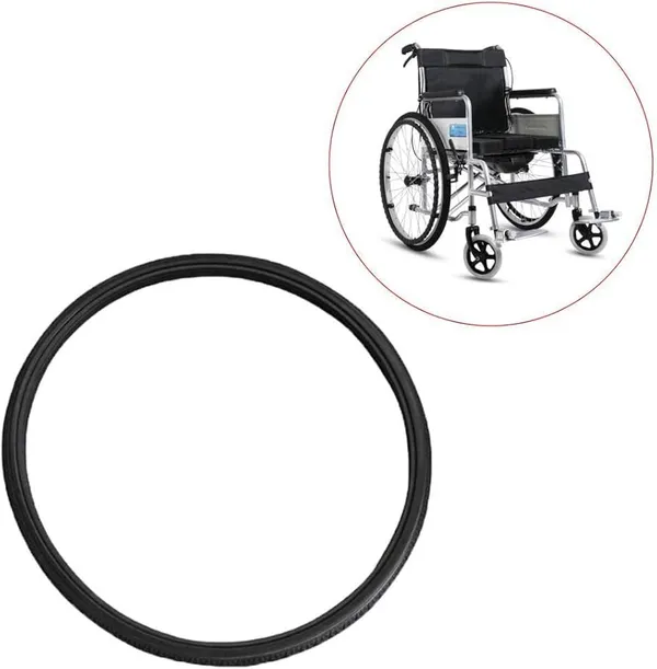 24_Inch_(24×1_3/8)_Replacement_Wheelchair_Puncture_Proof_Solid_PU_Rear_Wheel_Tires_Black_(Pack_Of_2)