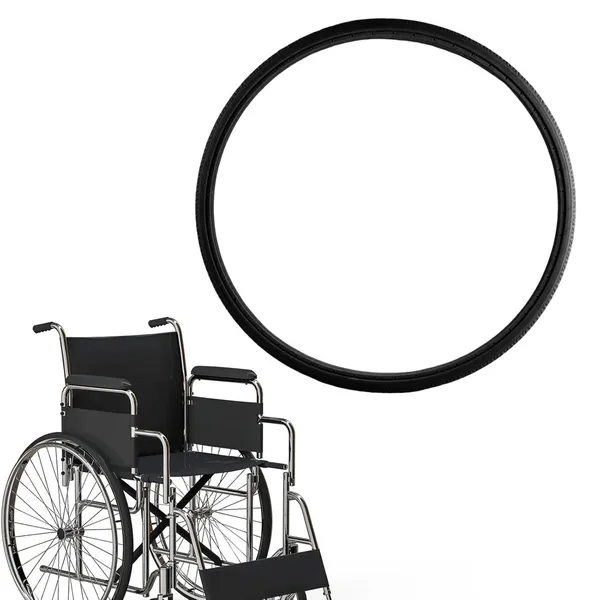 24_Inch_(24×1_3/8)_Replacement_Wheelchair_Puncture_Proof_Solid_PU_Rear_Wheel_Tires_Black_(Pack_Of_2)