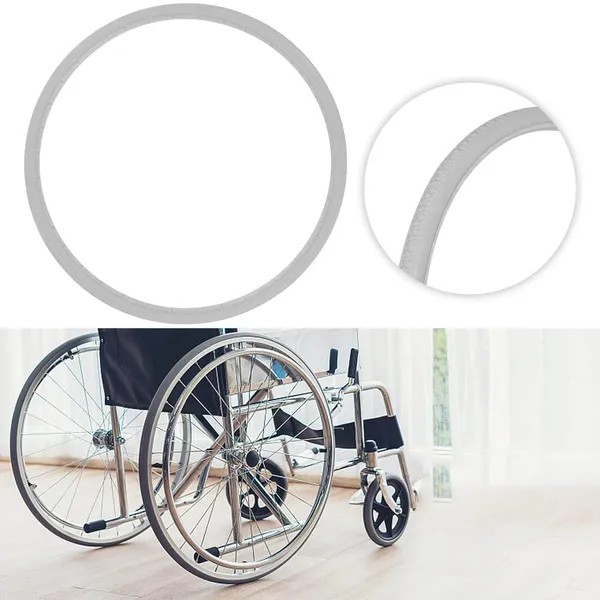 24_Inch_(24×1_3/8)_Replacement_Wheelchair_Puncture_Proof_Solid_PU_Rear_Wheel_Tires_Grey_(Pack_Of_2)