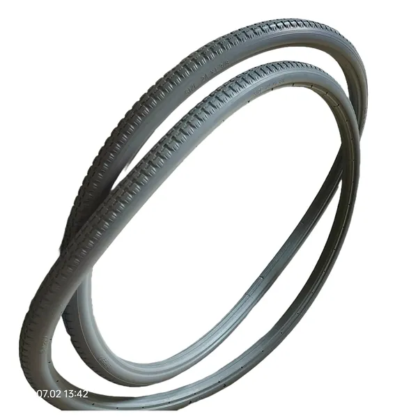 24_Inch_(24×1_3/8)_Replacement_Wheelchair_Puncture_Proof_Solid_PU_Rear_Wheel_Tires_Grey_(Pack_Of_2)