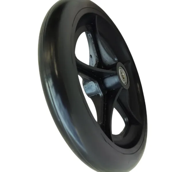 8_Inch_Front_Caster_Solid_PU_Wheel_Replacement_for_Wheelchair_With_Bearing_-_Black_(Pack_of_1)