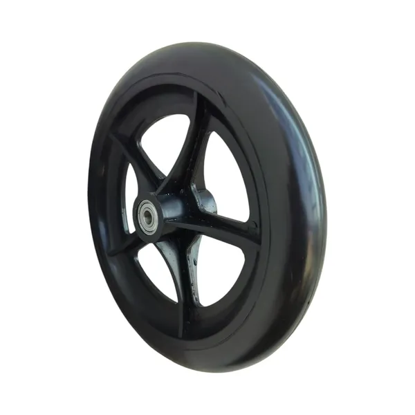 8_Inch_Front_Caster_Solid_PU_Wheel_Replacement_for_Wheelchair_With_Bearing_-_Black_(Pack_of_1)