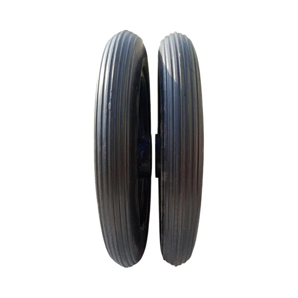 12_Inch_Rear_PU_Hub_PVC_Wheel_Replacement_for_Wheelchair_With_Bearing_|_Puncture_Proof_Solid_Tire_-_Black_(Pack_of_2)