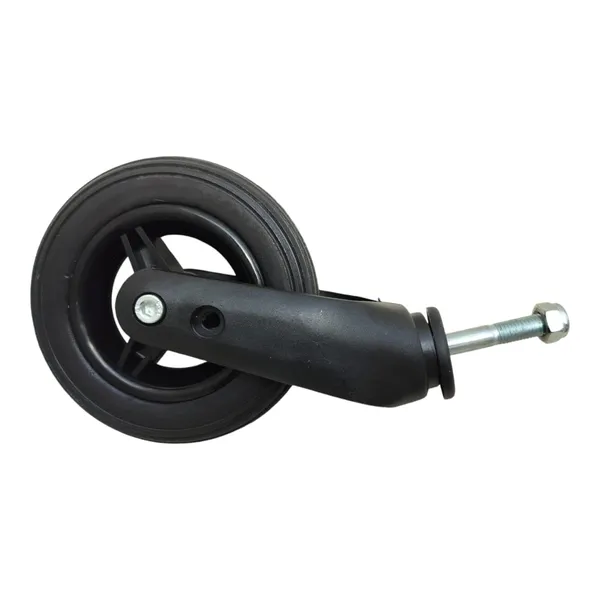 6_Inch_(150×30)_Wheelchair_Wheel_Complete_With_Fork_Bearing_&_Nut_Bolt_|_Height_Adjustable_|_Black_(Pack_of_1)