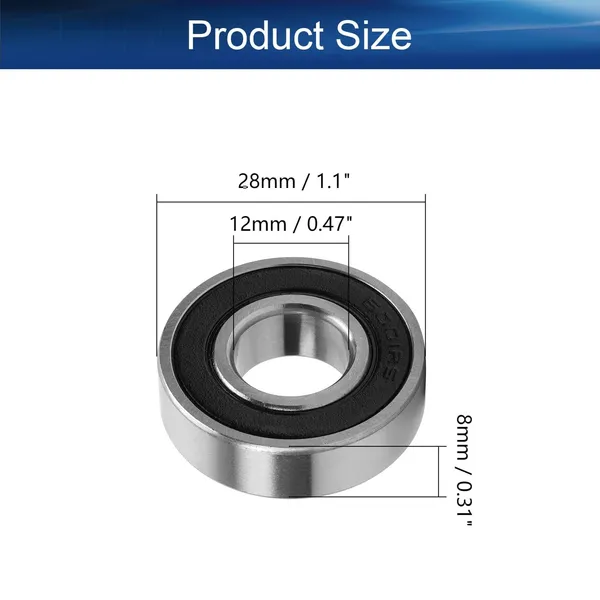 6001Rs_12X28X8Mm_Deep_Groove_Ball_Bearings_Rubber_Double_Shielded_Radial_Ball_Bearing_3D_Printer_Robotics_Diy_Projects_Or_Wheelchair_Wheel_Chrome_Steel_Pre_Lubricated_Pack_Of_2