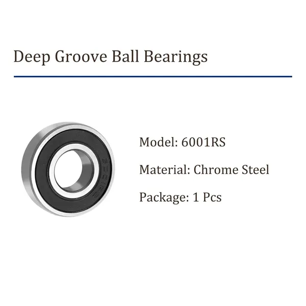 6001Rs_12X28X8Mm_Deep_Groove_Ball_Bearings_Rubber_Double_Shielded_Radial_Ball_Bearing_3D_Printer_Robotics_Diy_Projects_Or_Wheelchair_Wheel_Chrome_Steel_Pre_Lubricated_Pack_Of_2