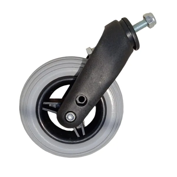 6_Inch_(150×30)_Wheelchair_Wheel_Complete_With_Fork_Bearing_&_Nut_Bolt_|_Height_Adjustable_|_Grey_(Pack_of_2)