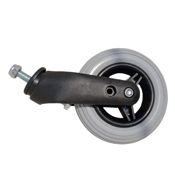 6_Inch_(150×30)_Wheelchair_Wheel_Complete_With_Fork_Bearing_&_Nut_Bolt_|_Height_Adjustable_|_Grey_(Pack_of_2)