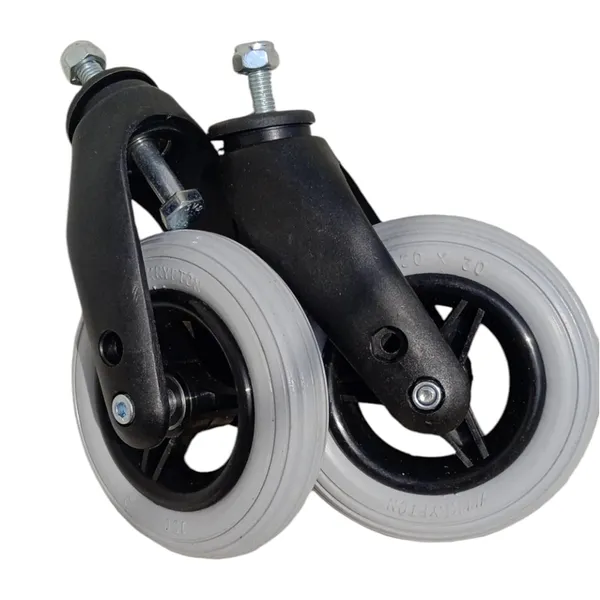6_Inch_(150×30)_Wheelchair_Wheel_Complete_With_Fork_Bearing_&_Nut_Bolt_|_Height_Adjustable_|_Grey_(Pack_of_2)