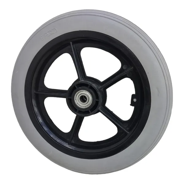 12_Inch_Rear_PU_Hub_PVC_Wheel_Replacement_for_Wheelchair_With_Bearing_|_Puncture_Proof_Solid_Tire_-_Grey_(Pack_of_1)