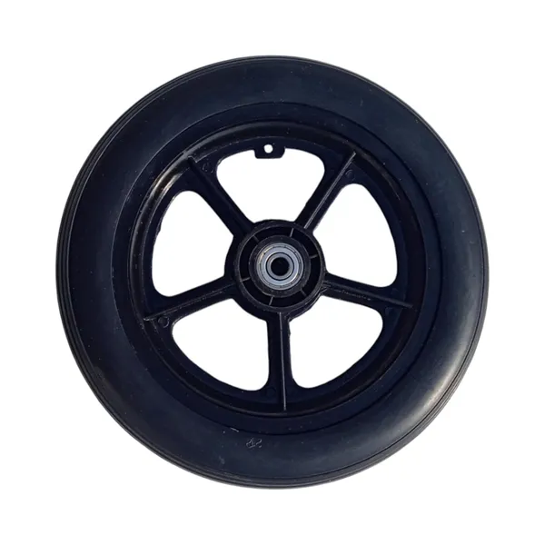 12_Inch_Rear_PU_Hub_PVC_Wheel_Replacement_for_Wheelchair_With_Bearing_|_Puncture_Proof_Solid_Tire_-_Black_(Pack_of_1)