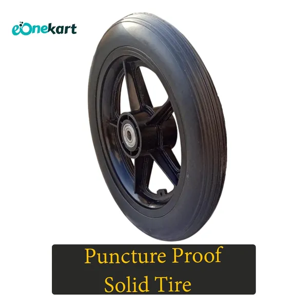 12_Inch_Rear_PU_Hub_PVC_Wheel_Replacement_for_Wheelchair_With_Bearing_|_Puncture_Proof_Solid_Tire_-_Black_(Pack_of_1)